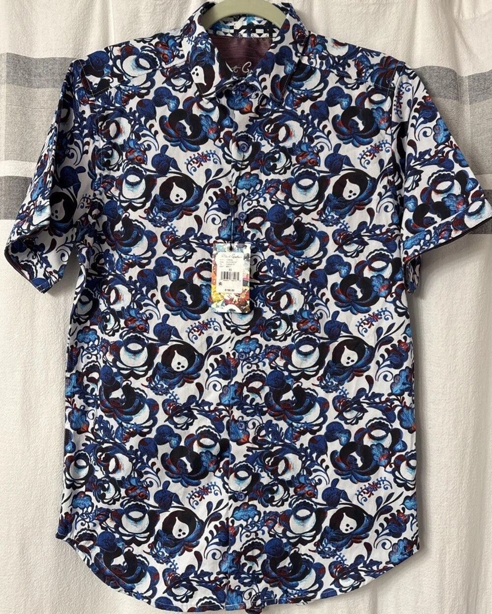 NWT Robert Graham Button Up Shirt Mens XS Paisley Colorful Vibrant Flip Cuff SS